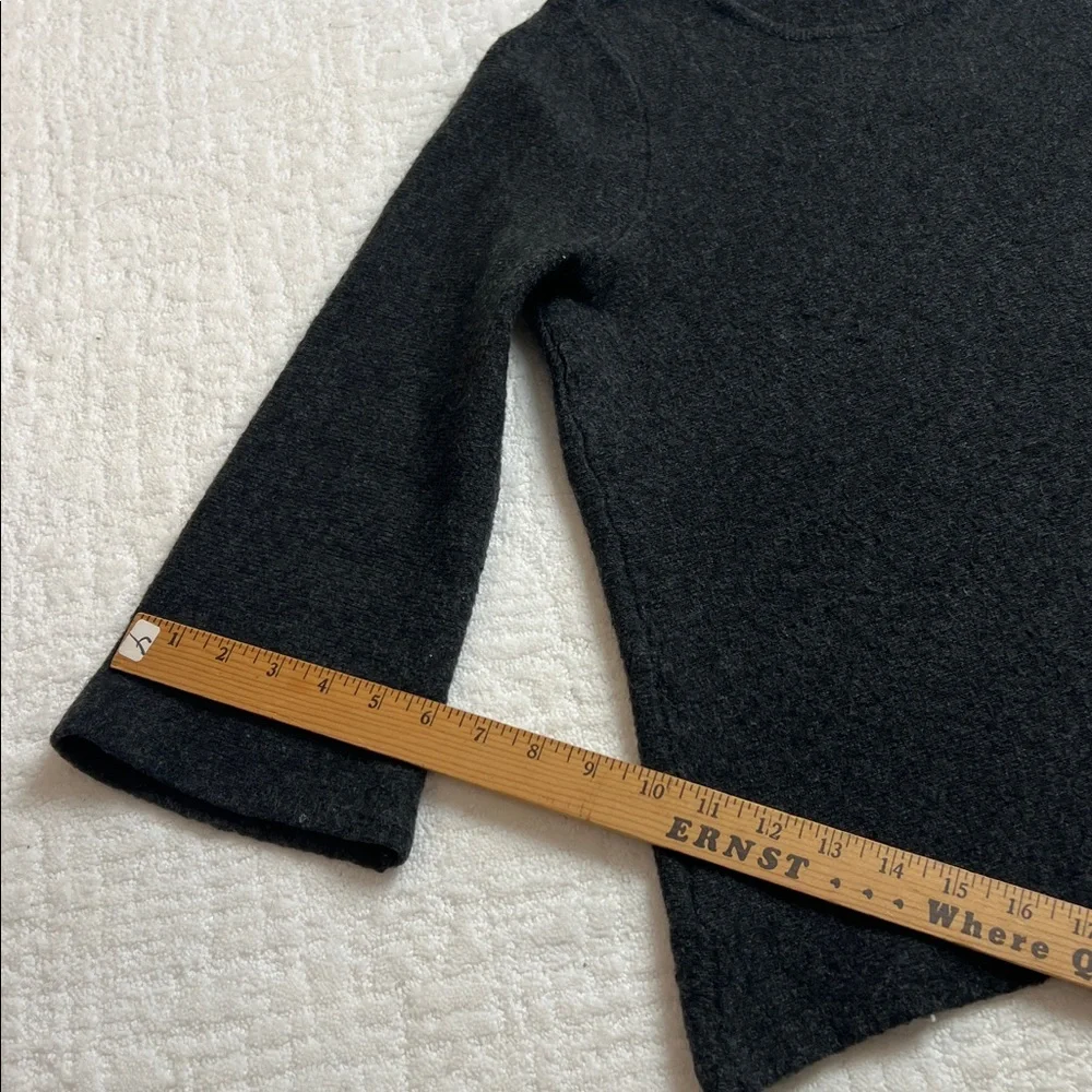 Loft charcoal gray wool blend pullover sweater 3/4 bell sleeves M - Picture 9 of 9